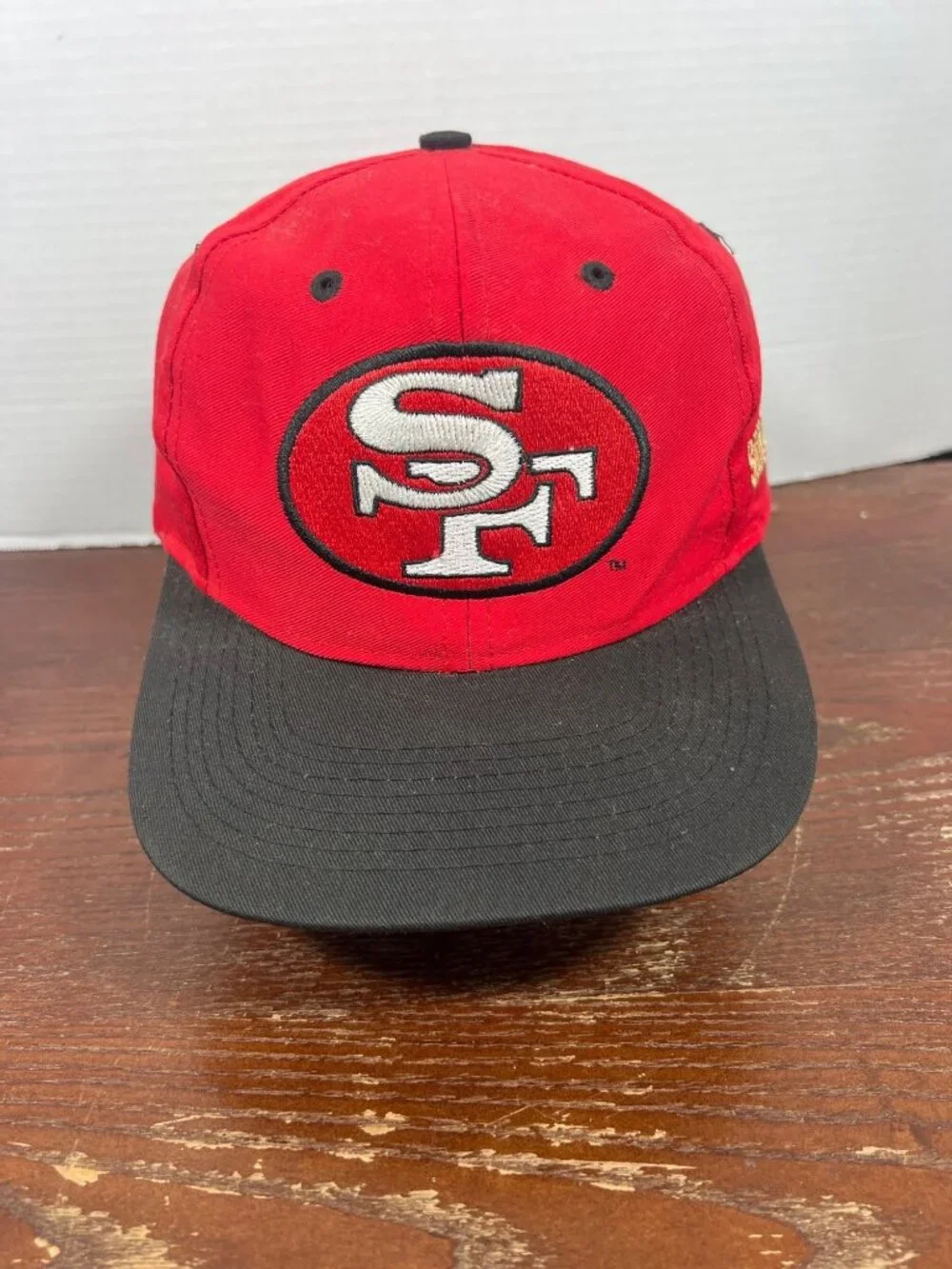 Vintage San Francisco 49ers Big Logo Snapback Hat By Competitor Red & Black H5